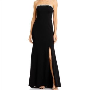 Black Dress Braid Trim Strapless Gown - 100% exclusive